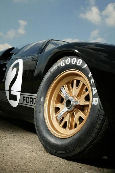 Ford GT40 race car in 1966 Le Mans winning colours